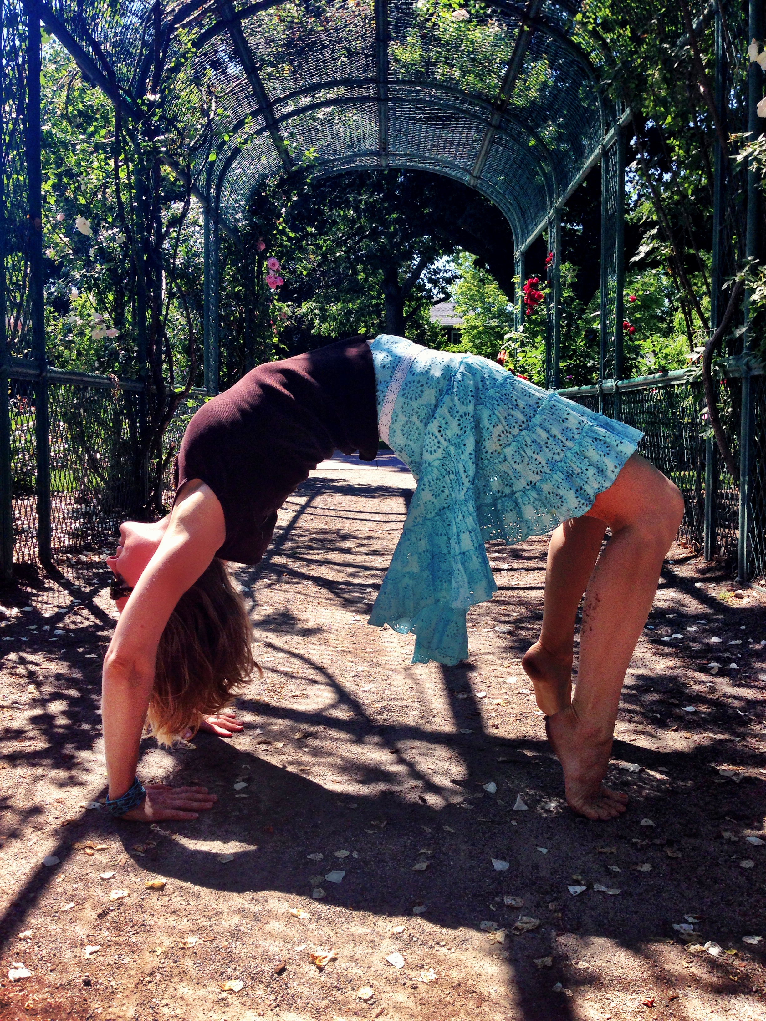 wheel pose at rose garden