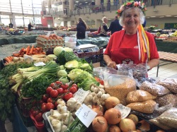 Hungarian food market vendor