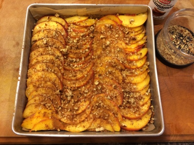 Peach cobbler layers