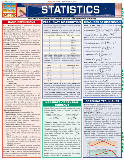 statistics study guide quick barcharts chart charts overview academic quickstudy reference