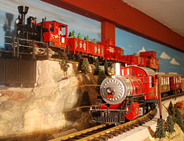 Large Scale G-Gauge Garden Model Railroad Trains running for Christmas 